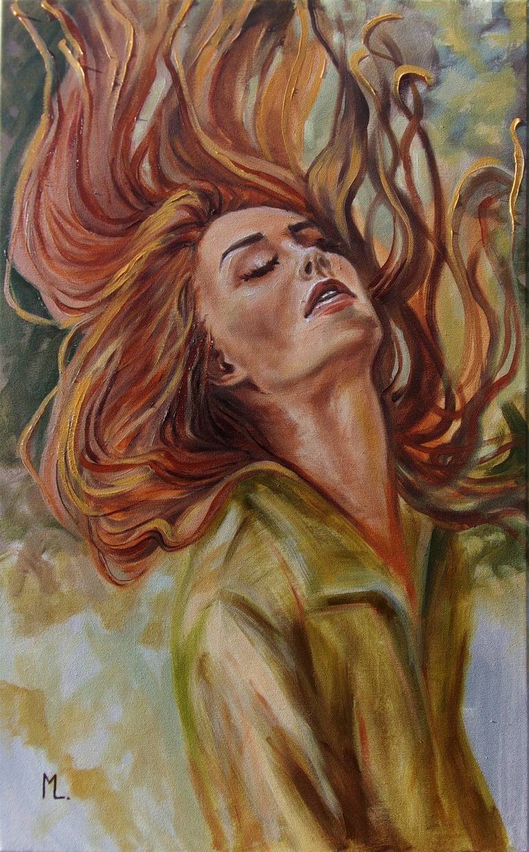 770x1239 Saatchi Art Autumn Wind - Red Hair Painting