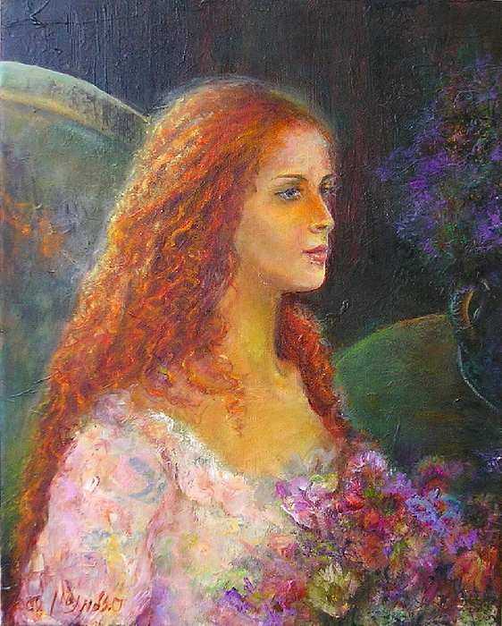 562x700 Girl With Red Hair Painting By Sylva Zalmanson - Red Hair Painting