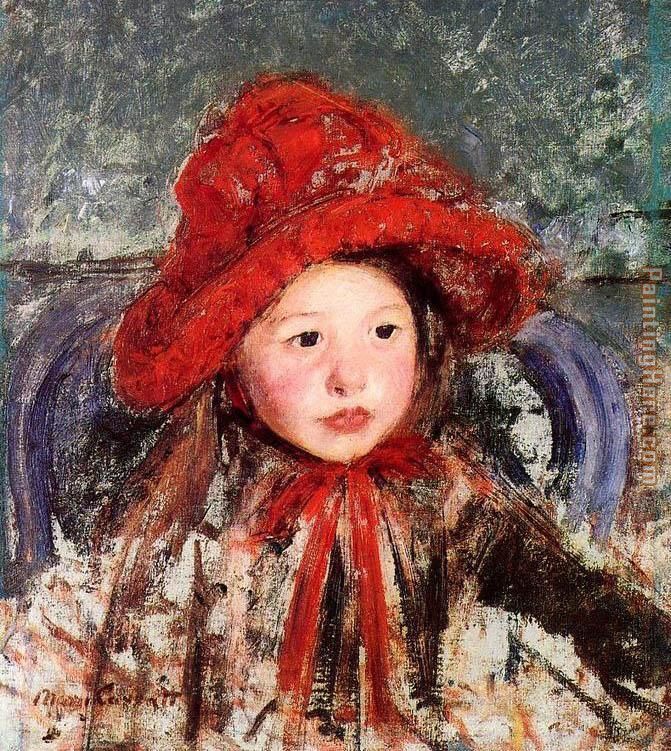 671x751 Mary Cassatt Little Girl In A Large Red Hat Painting Anysize 50 - Red Hat Painting