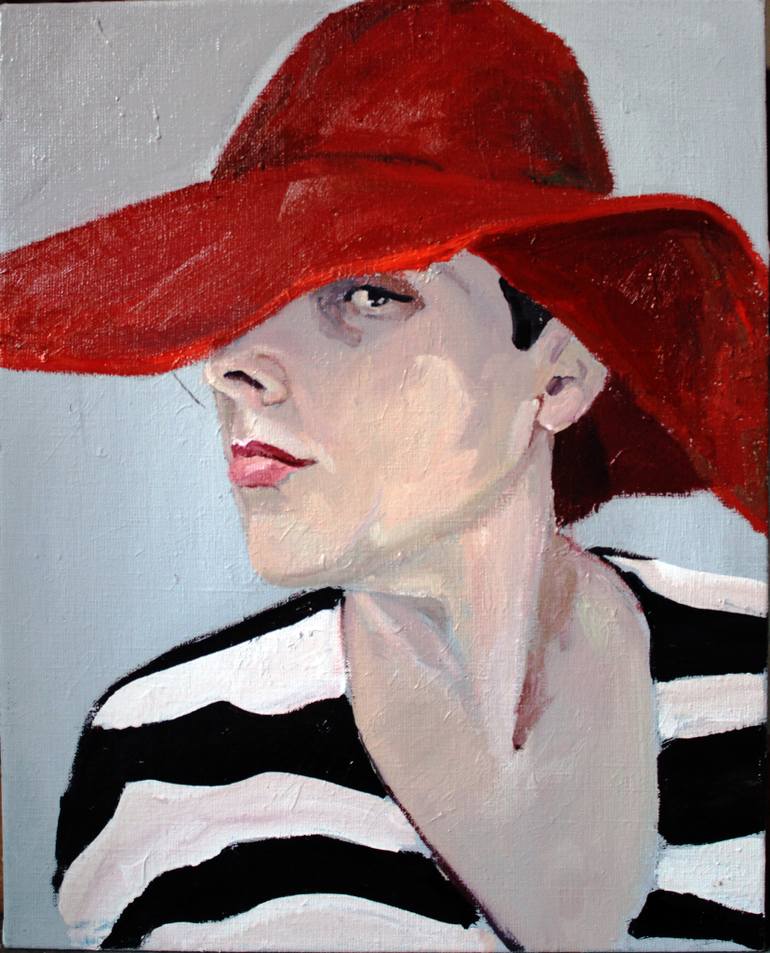 770x953 Saatchi Art Red Hat Painting By Tamara Shevchuk - Red Hat Painting