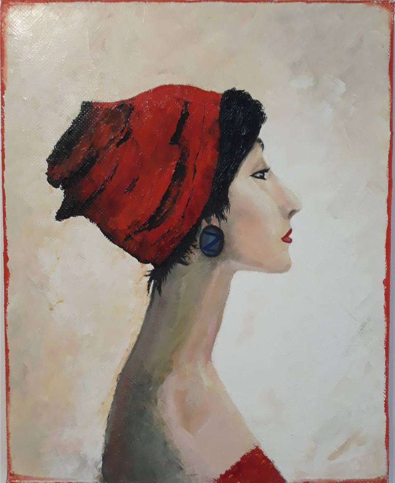 770x941 Saatchi Art The Girl In The Red Hat Painting By Anna Oko Arakelyan - Red Hat Painting