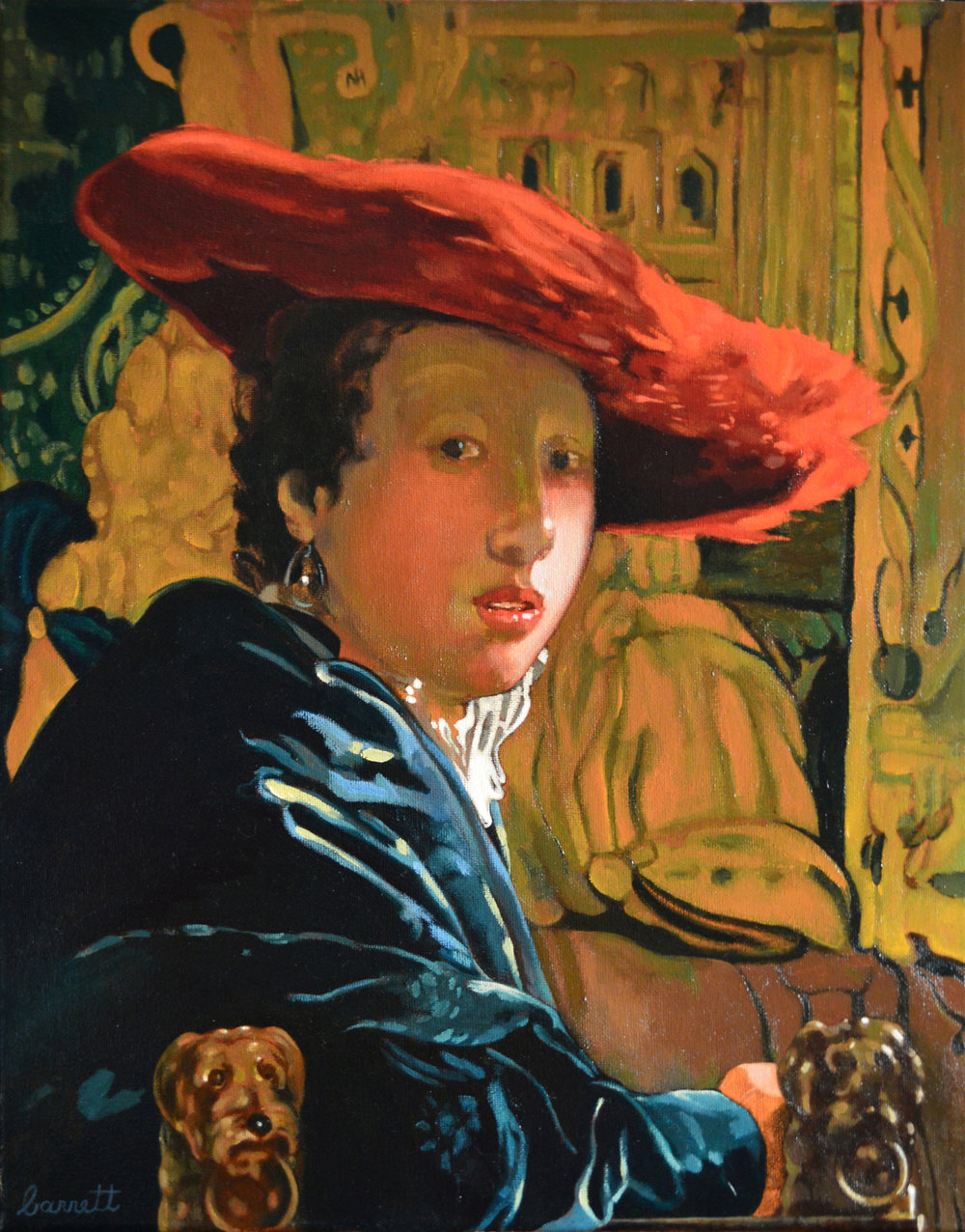 1000x1276 The Girl With The Red Hat Gregory Barrett - Red Hat Painting