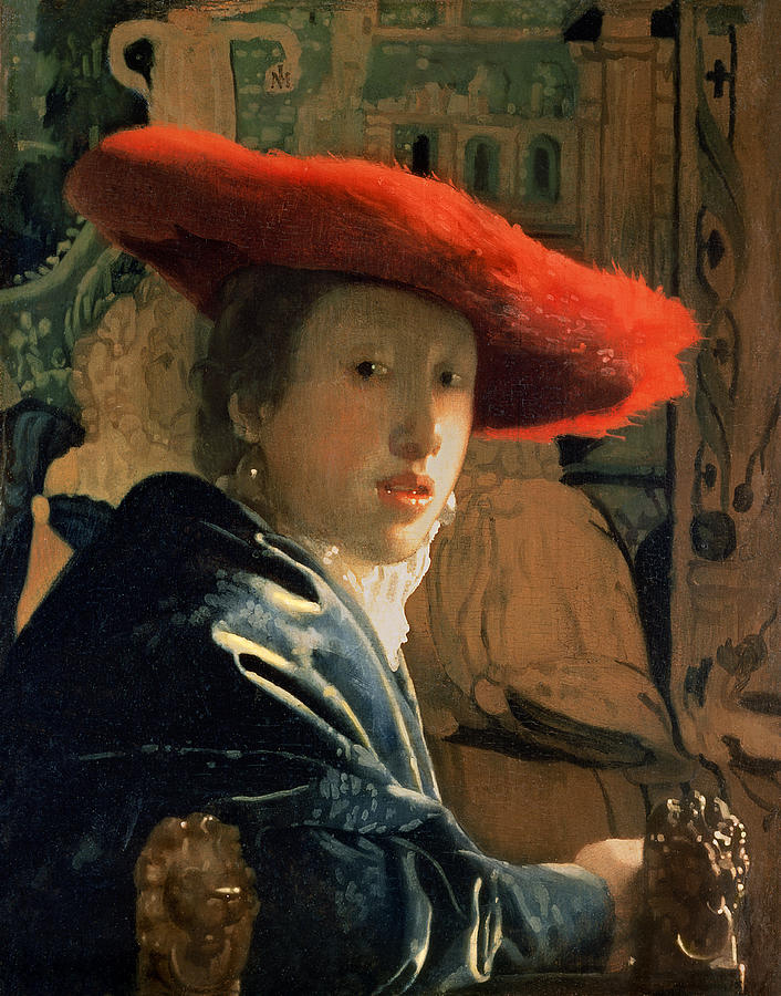 706x900 Girl With A Red Hat Painting By Jan Vermeer - Red Hat Painting