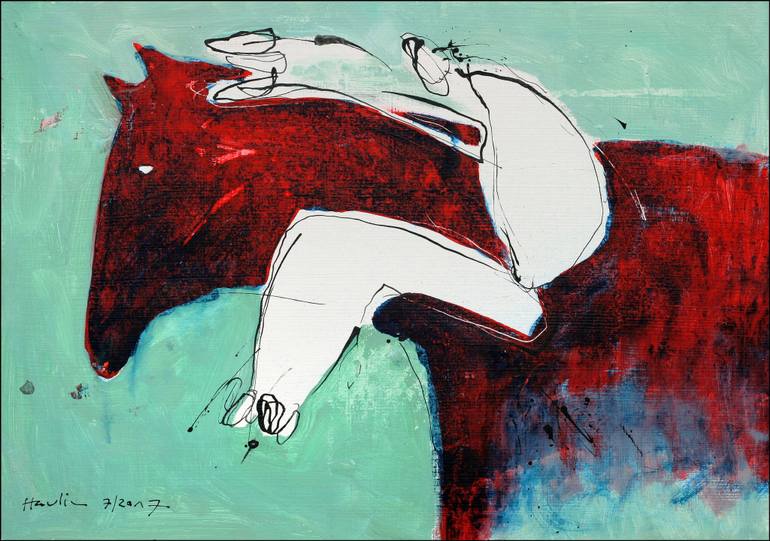 770x541 Saatchi Art My Red Horse Painting By Jiri Havlik - Red Horse Painting