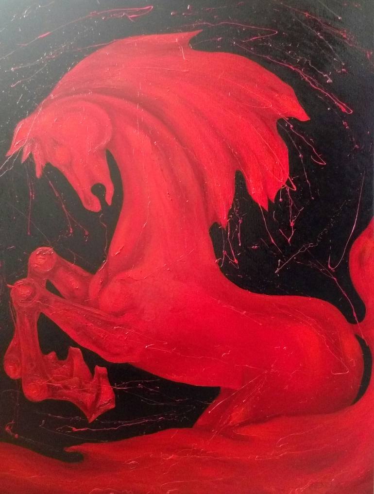 770x1017 Saatchi Art Red Horse Painting By Angelina Damenia - Red Horse Painting