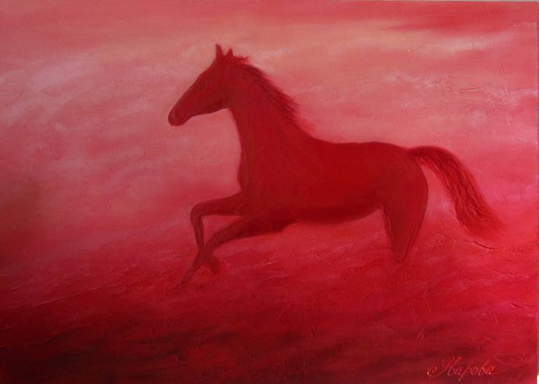 770x549 Saatchi Art Red Horse Painting By Larissa Uvarova - Red Horse Painting
