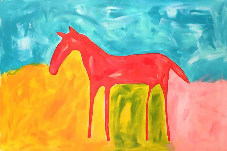 770x511 Saatchi Art Red Horse Painting By Sharon Pierce Mccullough - Red Horse Painting