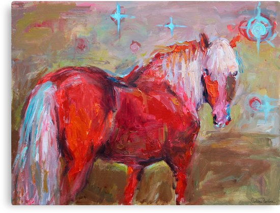 550x419 Contemporary Red Horse Painting Svetlana Novikova Canvas Prints - Red Horse Painting