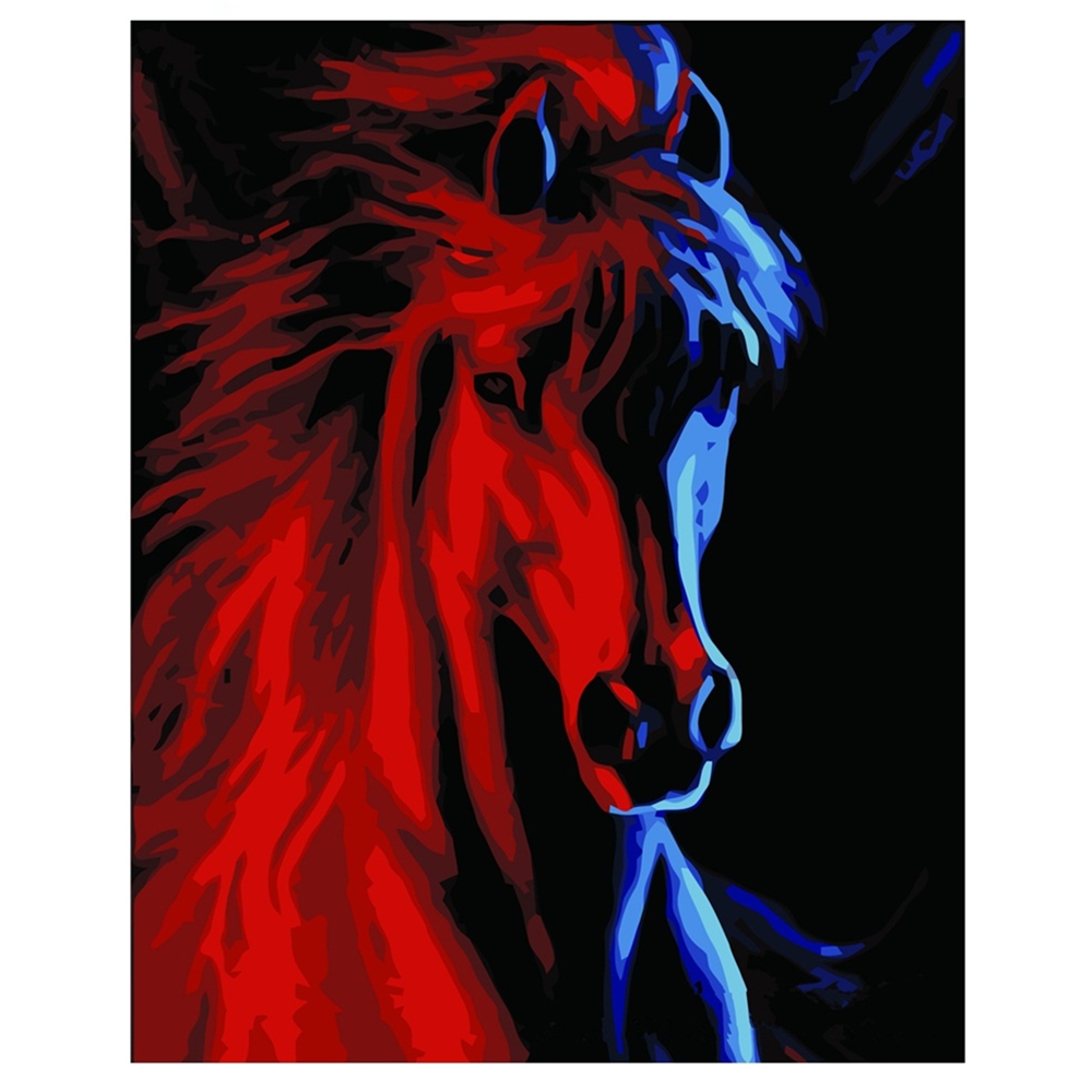 1000x1000 Diy Digital Oil Painting By Numbers Animals Red Horse For Home - Red Horse Painting