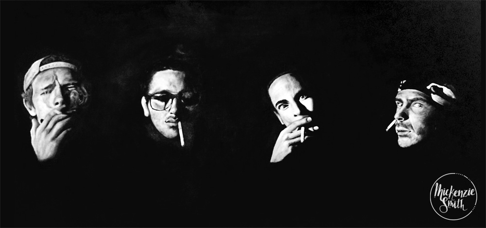 1000x469 Red Hot Chili Peppers Original Oil Painting Mickenzie Smith - Red Hot Chili Peppers Painting