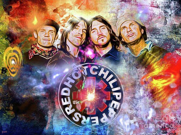 599x448 Red Hot Chili Peppers Painted Art Print By Daniel Janda Hottest - Red Hot Chili Peppers Painting