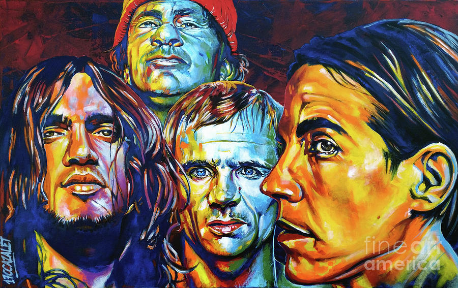 900x567 Red Hot Chili Peppers Painting By Christian Cazalet - Red Hot Chili Peppers Painting