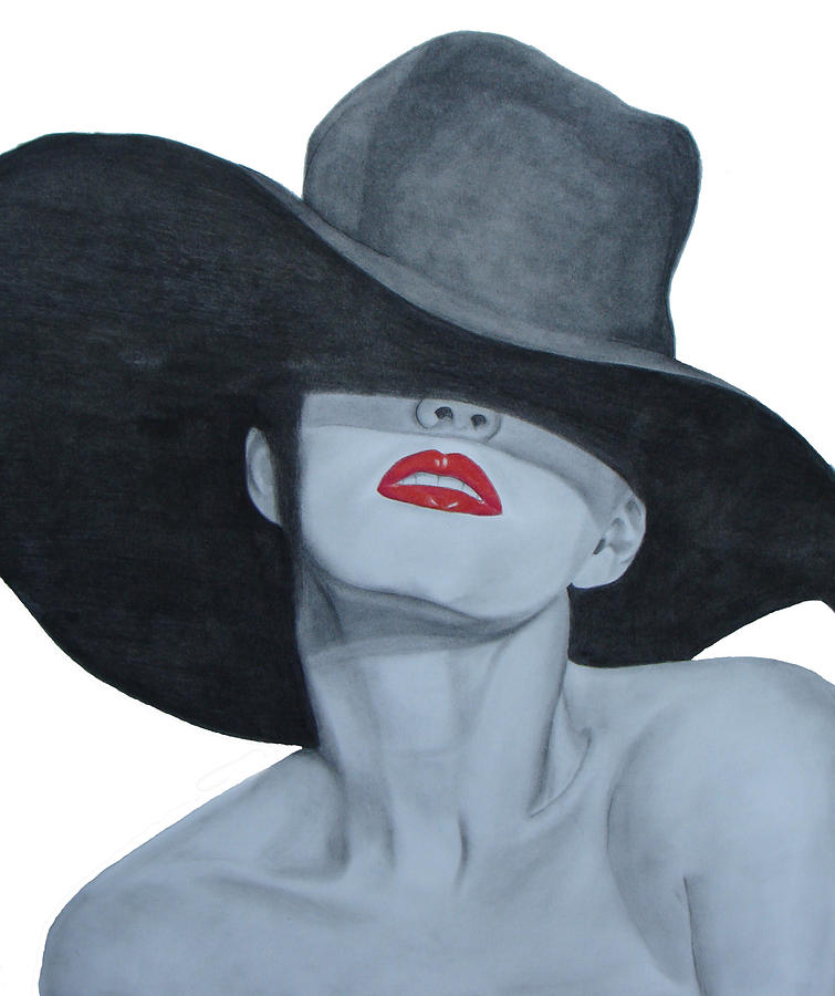 755x900 Red Lipstick Painting By Marianthisart Doukakis Haertel - Red Lips Painting