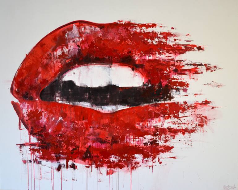 770x616 Saatchi Art Red Lips Sold (Usa) Painting By Dejan Bozinovski - Red Lips Painting
