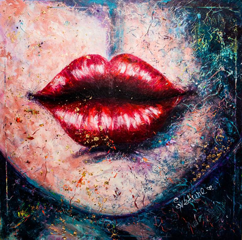 770x765 Saatchi Art Red Lips Painting By Svetlana Hollinger - Red Lips Painting