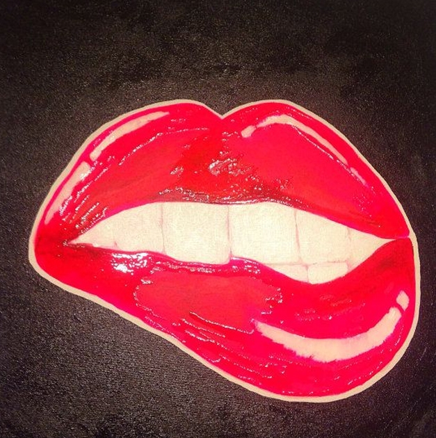 627x630 Seductive Red Lips - Red Lips Painting