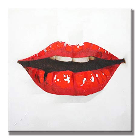 463x463 Red Lips Oil Painting On Canvas Wall Art - Red Lips Painting