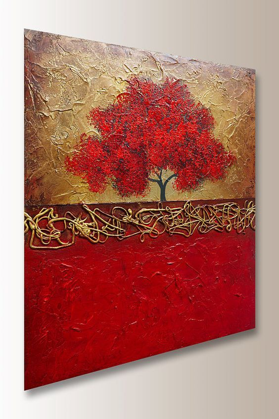 564x846 Abstract Painting Acrylic Original Modern Heavy Textured Painting - Red Modern Painting
