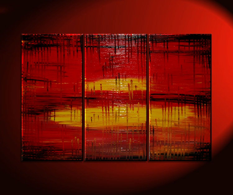 750x627 Large Red Abstract Painting Modern Contemporary Art Textured - Red Modern Painting