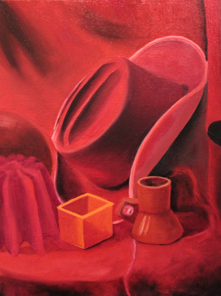 772x1034 Fint103 Oil Painting 4 Monochromatic Red By Briellecoppola - Red Monochromatic Painting