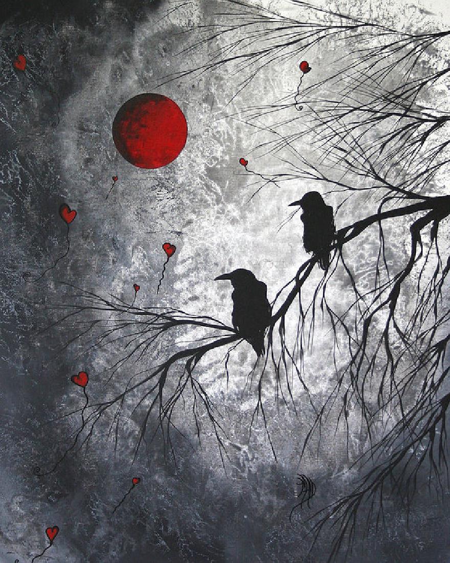Картина с воронами на дереве