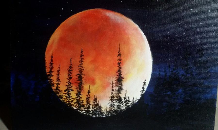 Red Moon Painting At PaintingValley Com Explore Collection Of Red Moon Painting