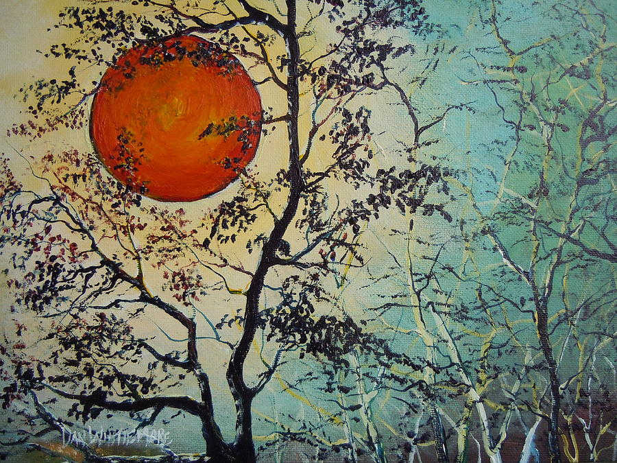900x675 Red Sun A Red Moon Painting By Dan Whittemore - Red Moon Painting