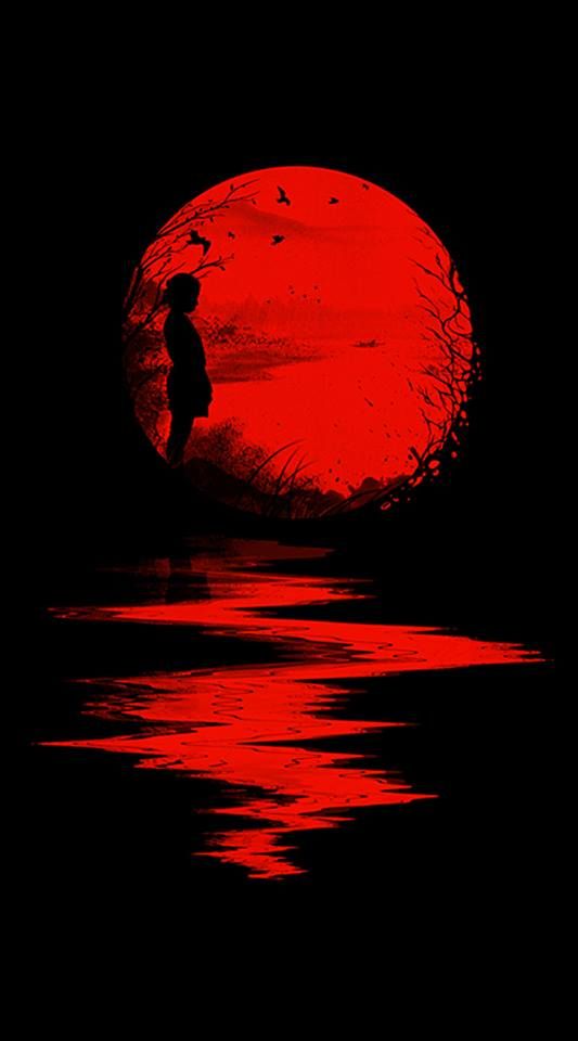 533x960 Crimson Moon Moonlight - Red Moon Painting