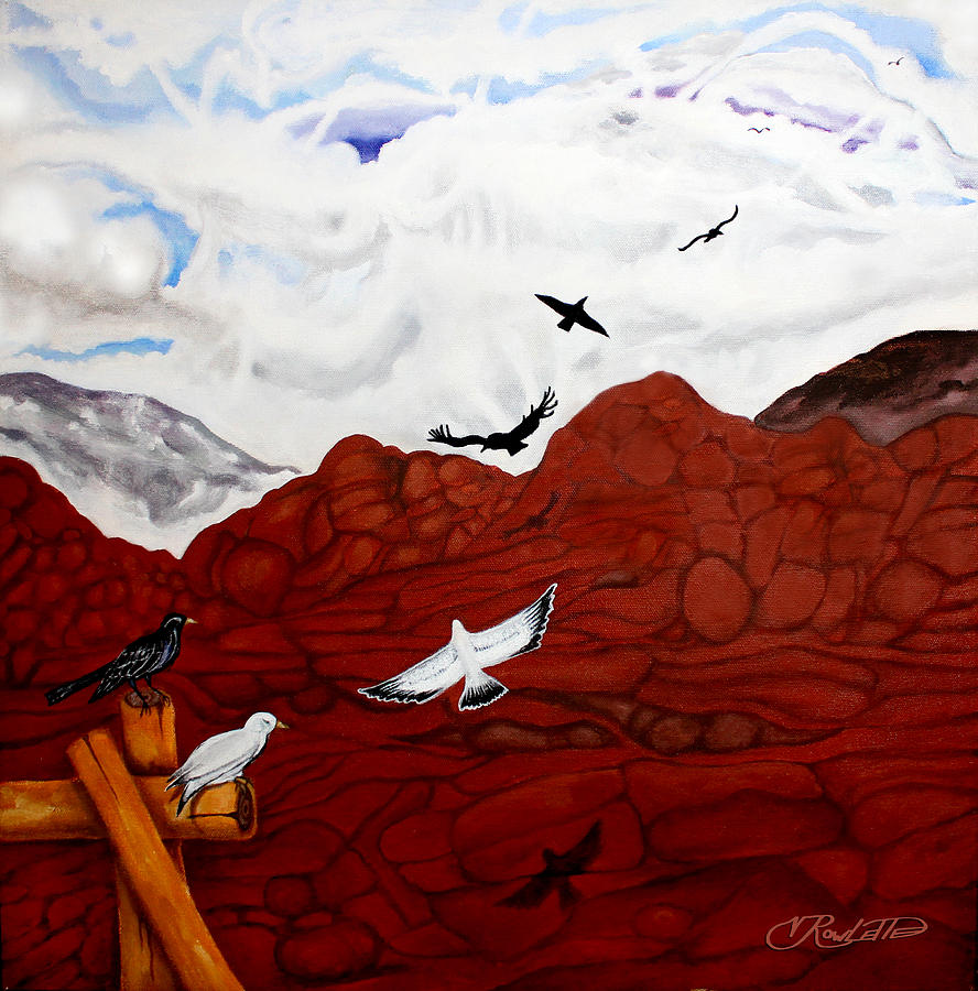 888x900 Red Mountain Painting By Vernon Rowlette - Red Mountain Painting