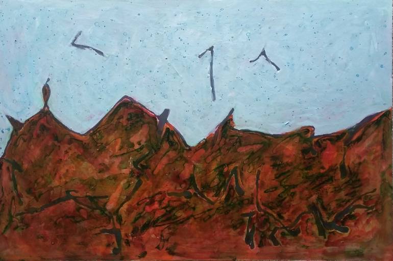 770x512 Saatchi Art Red Mountain Painting By Hector Jose Reies - Red Mountain Painting