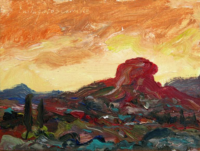 770x584 Saatchi Art Red Mountain Painting By Eustaquio Carrasco - Red Mountain Painting