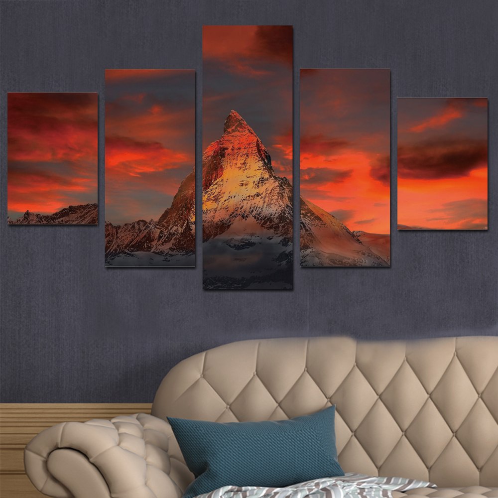 1000x1000 Ca Poster Red Mountain 5 Piece Canvas Painting Set Wall Decoration - Red Mountain Painting