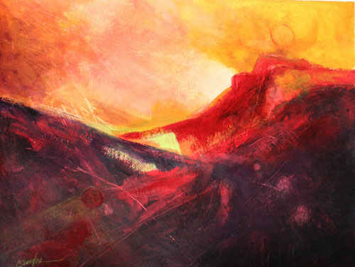 500x376 Daily Painters Abstract Gallery Sunset - Red Mountain Painting