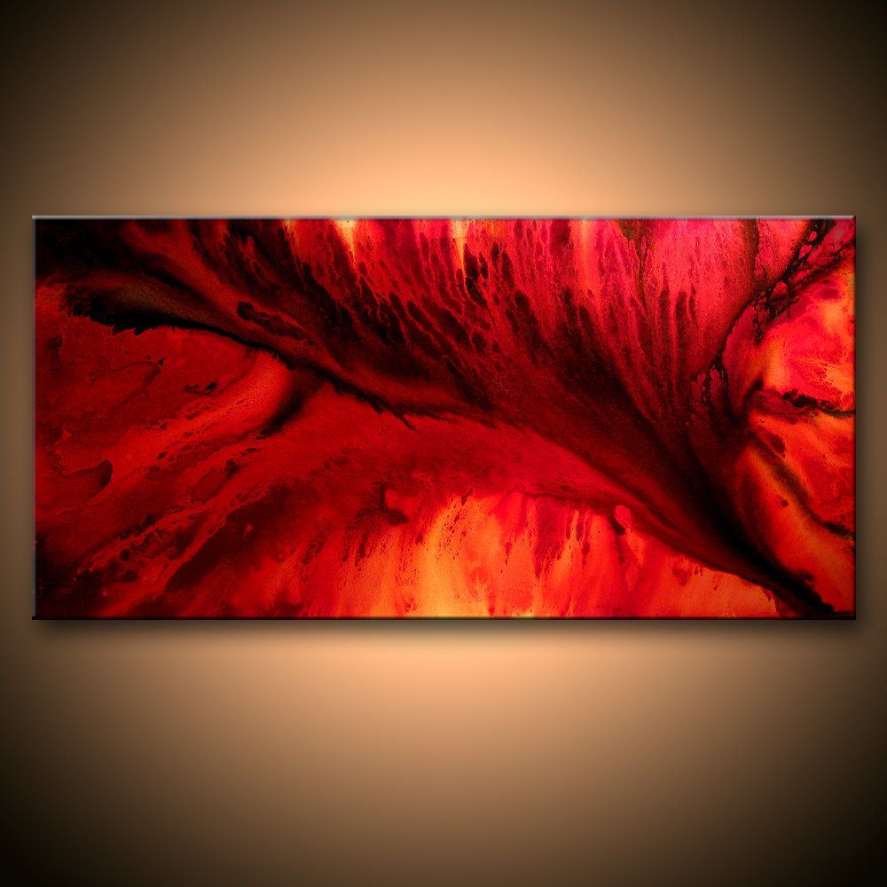 1000x1000 Large Original Abstract Painting Red Black Contemporary Moder Fine - Red Painting