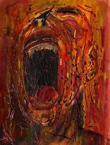 227x300 The Cry Abstract Expressionism Canvas Painting Pop Art Acrylic Oil - Red Painting