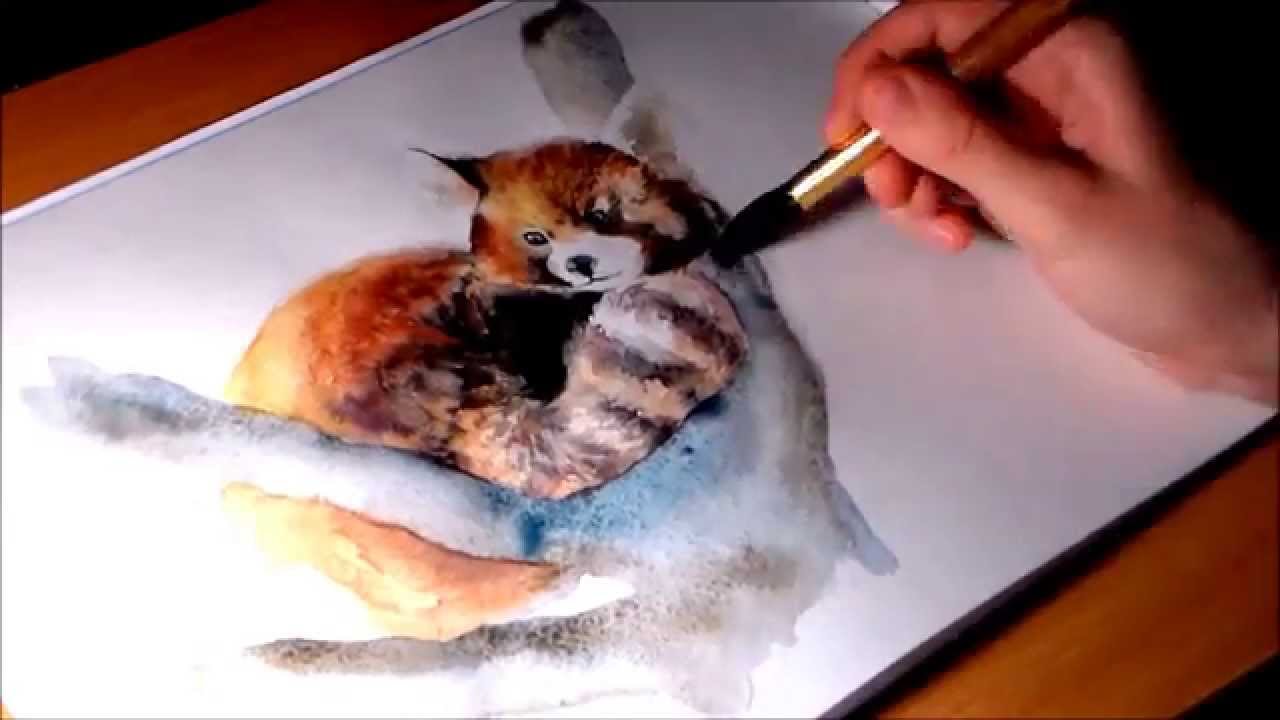 1280x720 Red Panda Speed Painting Tutorial In Watercolors - Red Panda Painting