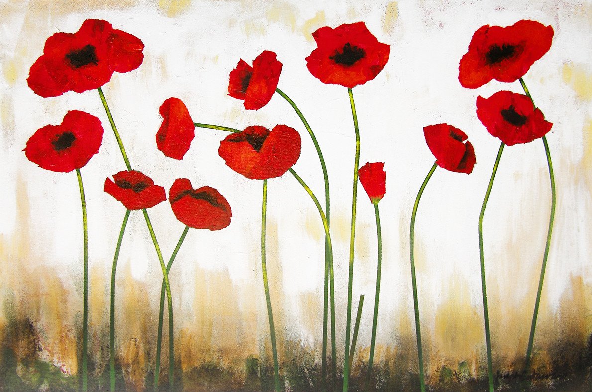 1190x787 Poppy Art Painting Prints - Red Poppies Painting