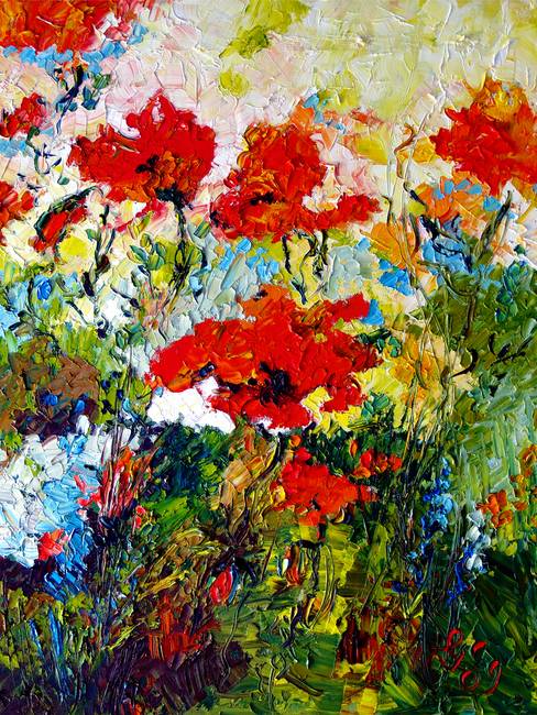 488x650 Red Poppies Provencale Oil Painting By Ginette By Ginette Callaway - Red Poppies Painting