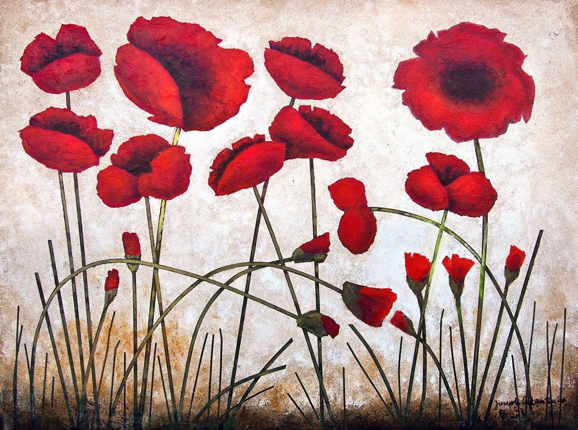 1158x861 Red Poppy Painting On Canvas - Red Poppies Painting