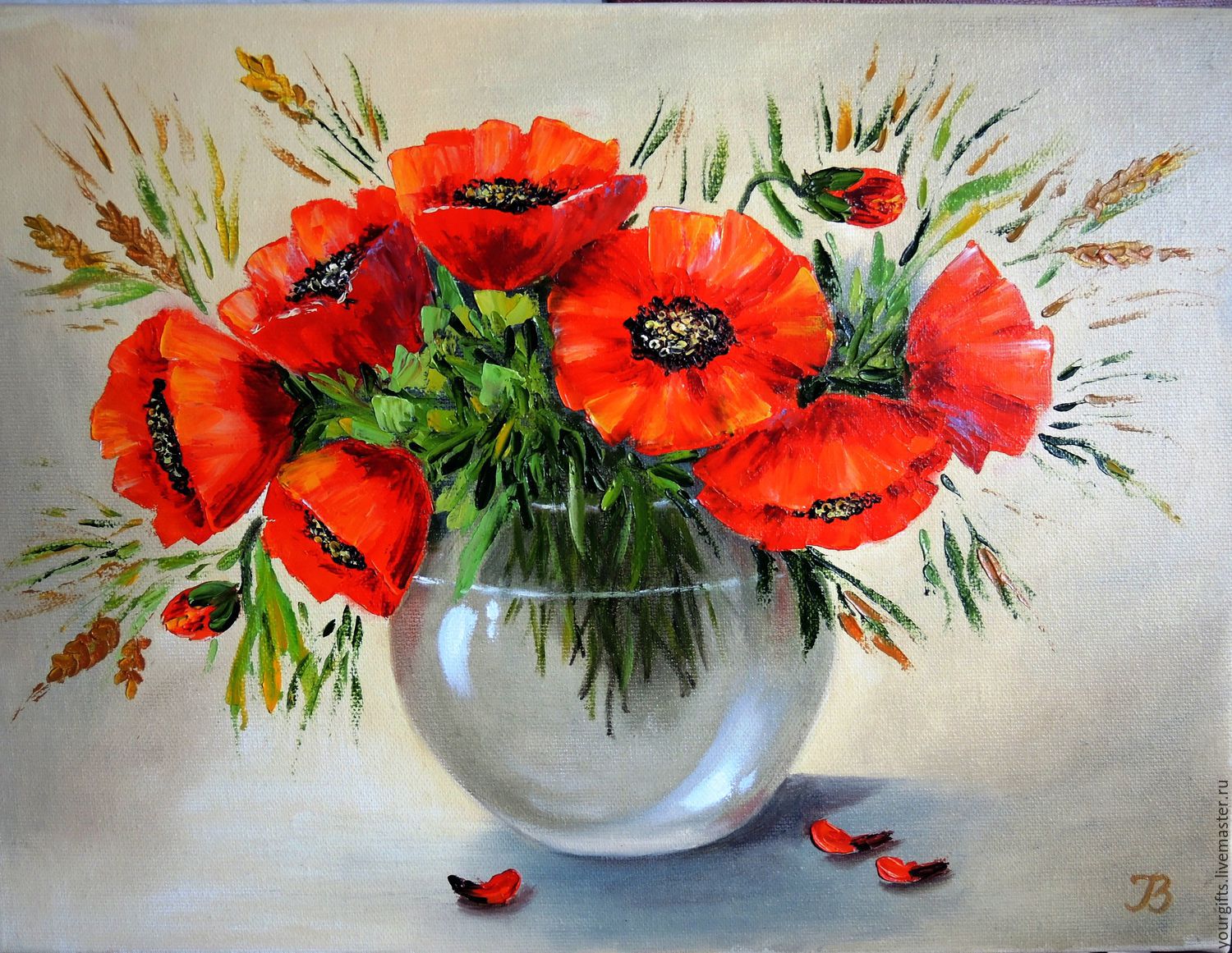 1500x1161 Red Poppies Oil Painting Flowers In A Vase Shopline - Red Poppies Painting
