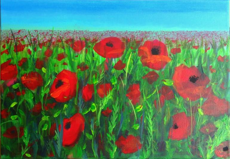 770x534 Saatchi Art Red Poppies Painting By Nesrin Perks - Red Poppies Painting