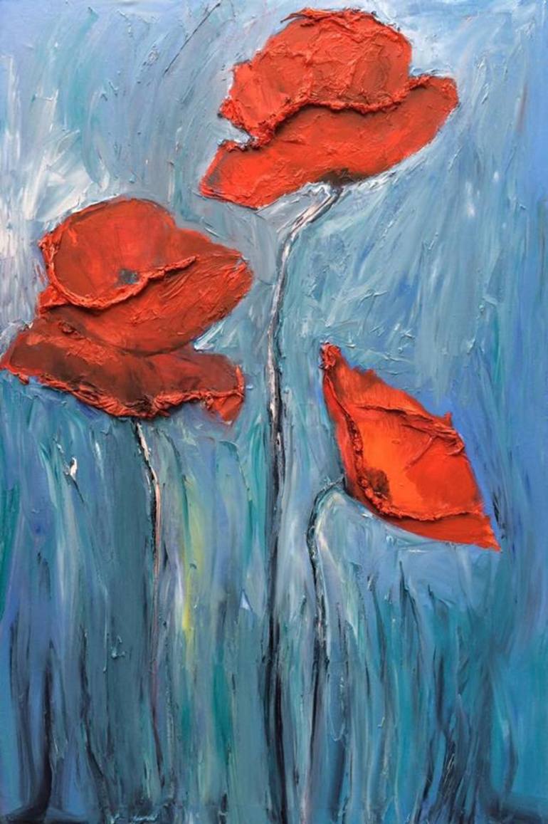770x1157 Saatchi Art Red Poppies Painting By Ramal Kazim - Red Poppies Painting