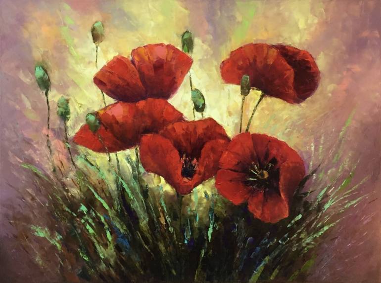 770x573 Saatchi Art Painting Red Poppies Painting By Kseniya Kovalenko - Red Poppies Painting