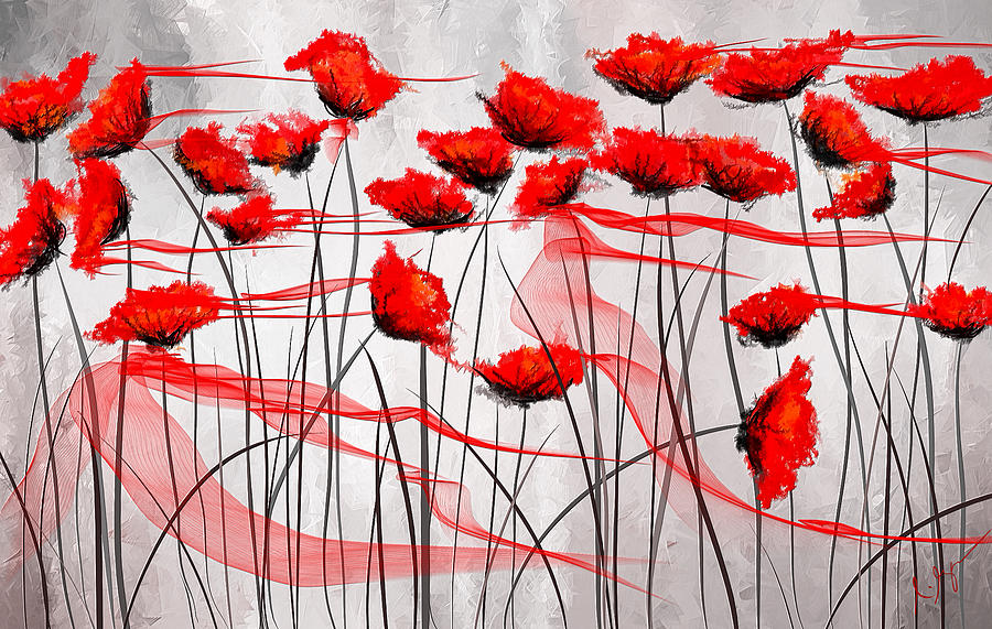 900x571 We Remember Red Poppies Impressionist Painting Painting By Lourry - Red Poppies Painting