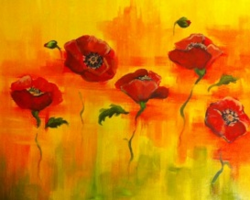 500x400 Wicked Pour House 5.1.18 Paint Nite Event - Red Poppies Painting