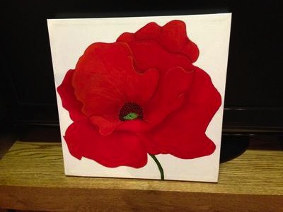 400x300 My First Flower Painting - Red Poppy Flower Painting