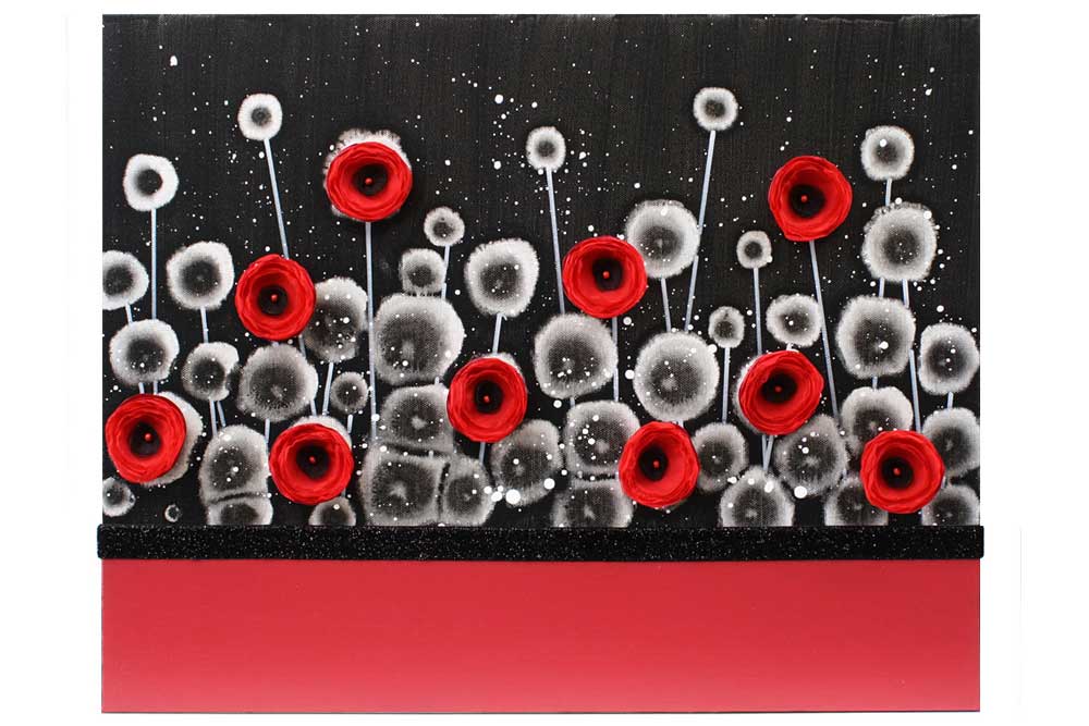 1000x667 Red And Black Wall Art Poppy Flower Painting Canvas - Red Poppy Flower Painting