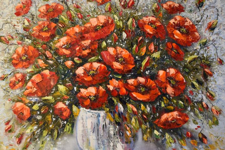 770x513 Saatchi Art Red Poppy Flowers Painting By Margarita Dobreva - Red Poppy Flower Painting