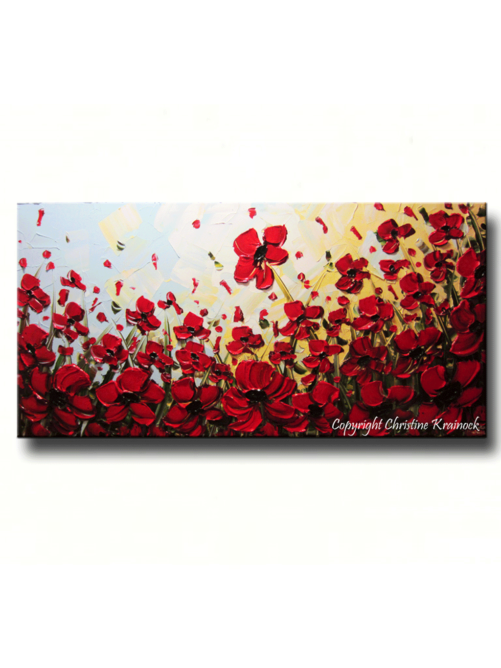 1024x1365 Custom Art Abstract Painting Red Poppy Flowers Large Textured - Red Poppy Flower Painting
