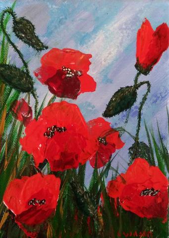 341x480 Flower Paintings Remote Works - Red Poppy Flower Painting